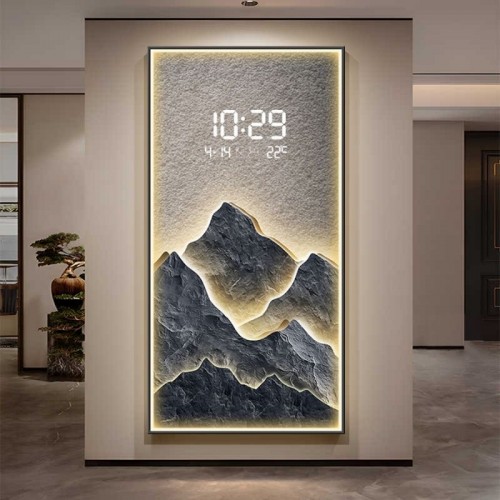 Луксозно светещо арт пано с вграден часовник